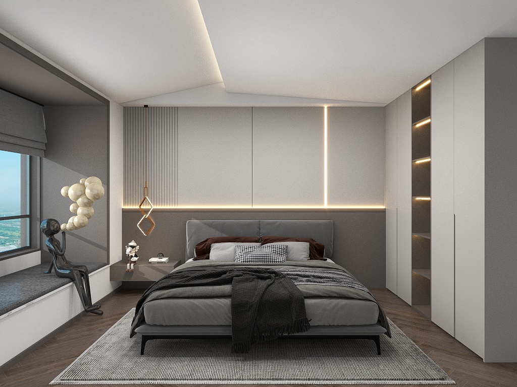 光头哥装修设计-斜坡吊顶灯光设计-西安阿奎-装修设计方案