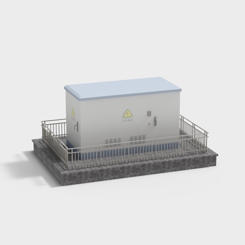 带防护围栏变电箱3D模型