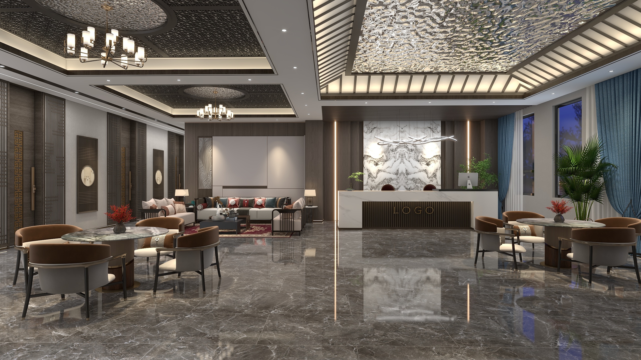 设计师叶辰-新中式足疗店-装修设计方案