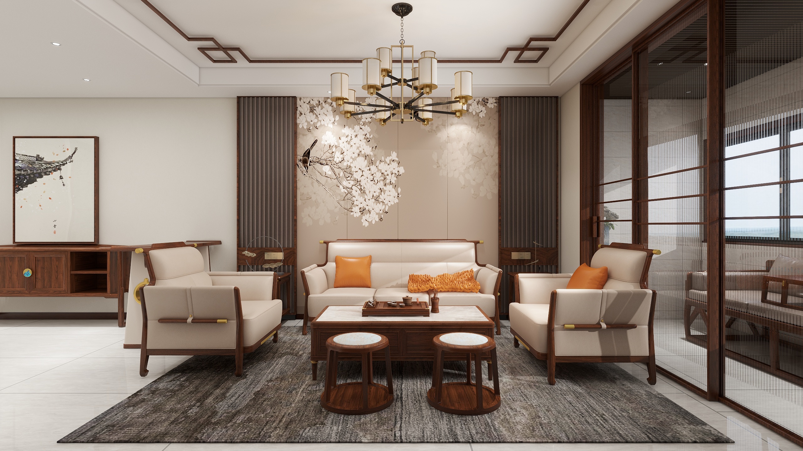 马露-108㎡2室新中式风格-装修设计方案