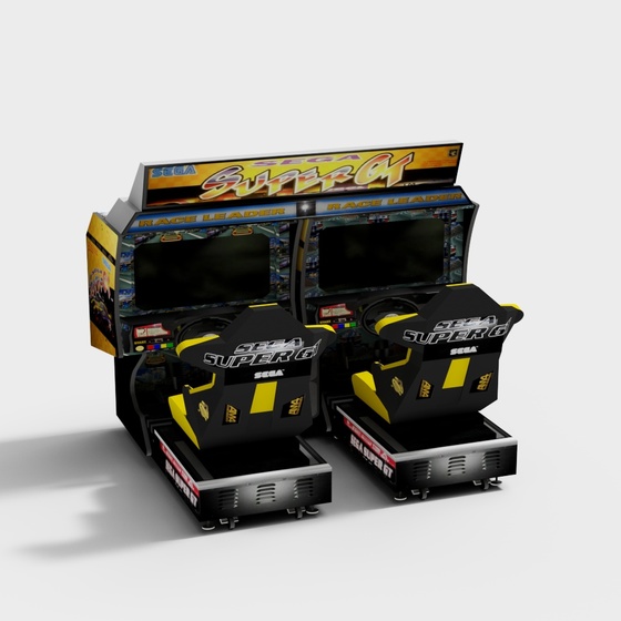 Arcade Game Console 3D Model in Black