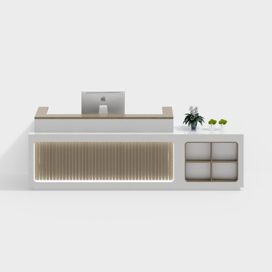 Wood Color Desk 3D Model for Registration Counters