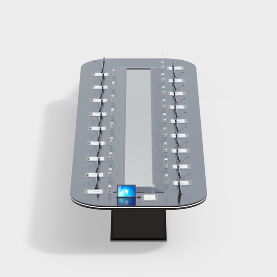 Multi-Person Conference Table 3D Model in Black
