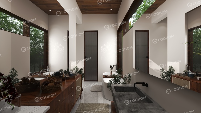 Modern Biophilic Bathroom with Natural Light