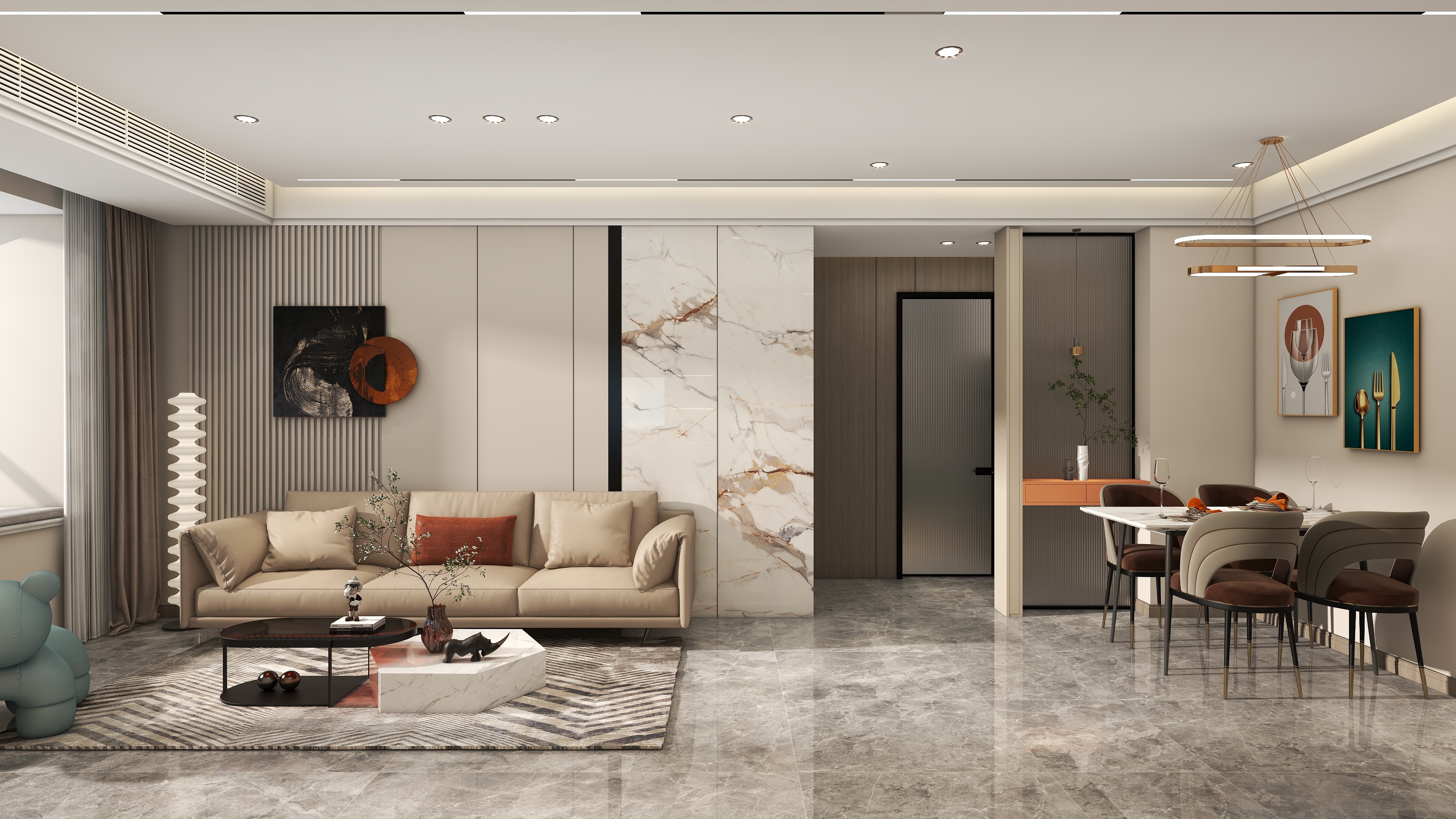 星空设计500一套-现代简约114㎡2室装修效果图