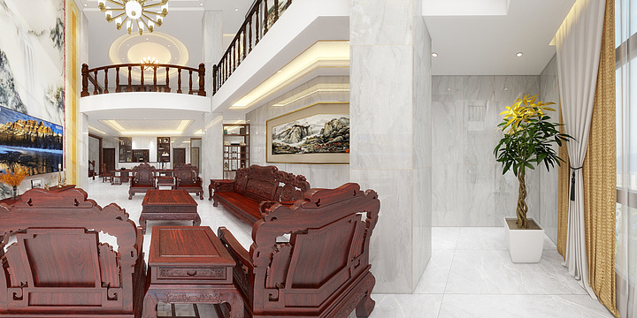 PNX-九代李总复式楼客厅-装修设计方案