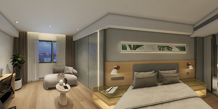 Design_Lee-城市花园大床房-装修设计方案