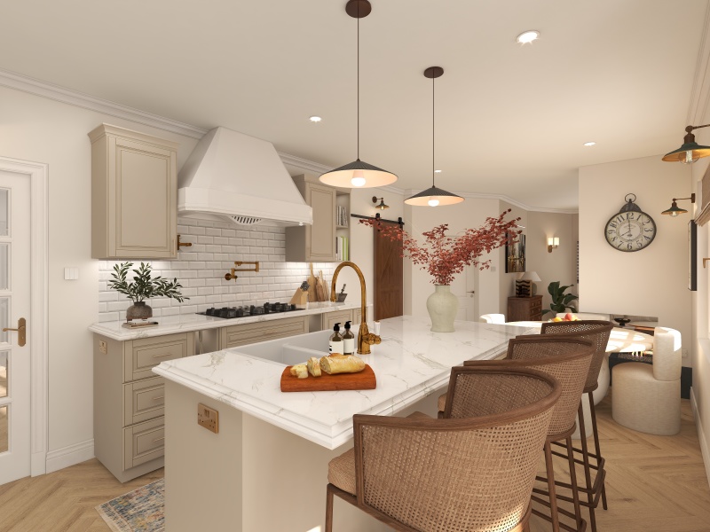 Minimalist Dining Room with Warm Beige Tone