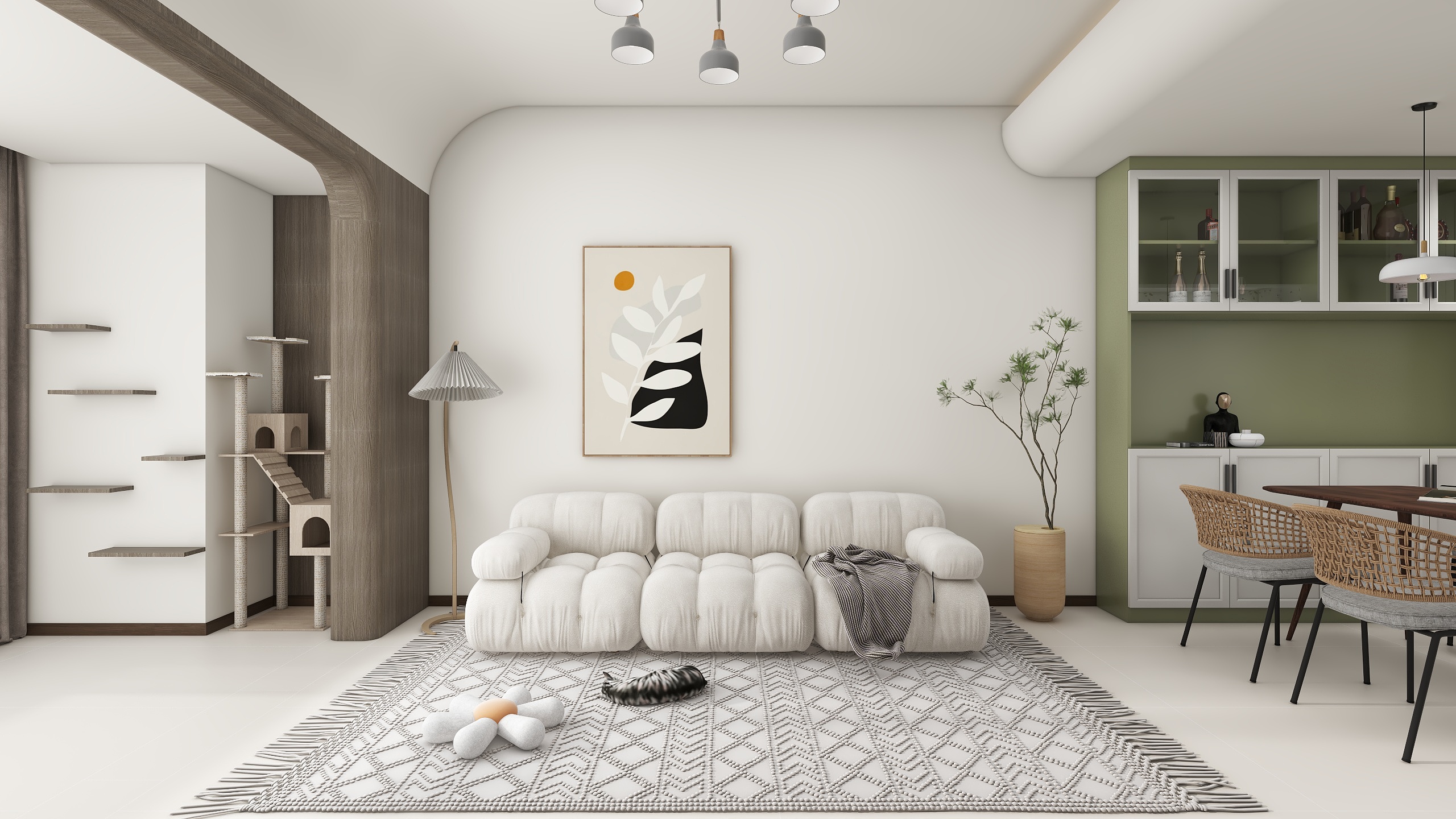 雾见山-海德公园北欧80㎡3室装修效果图