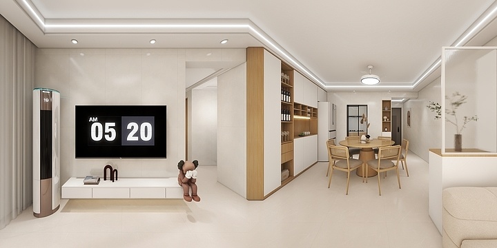 这货爱设计-109m²现代原木奶油风-装修设计方案