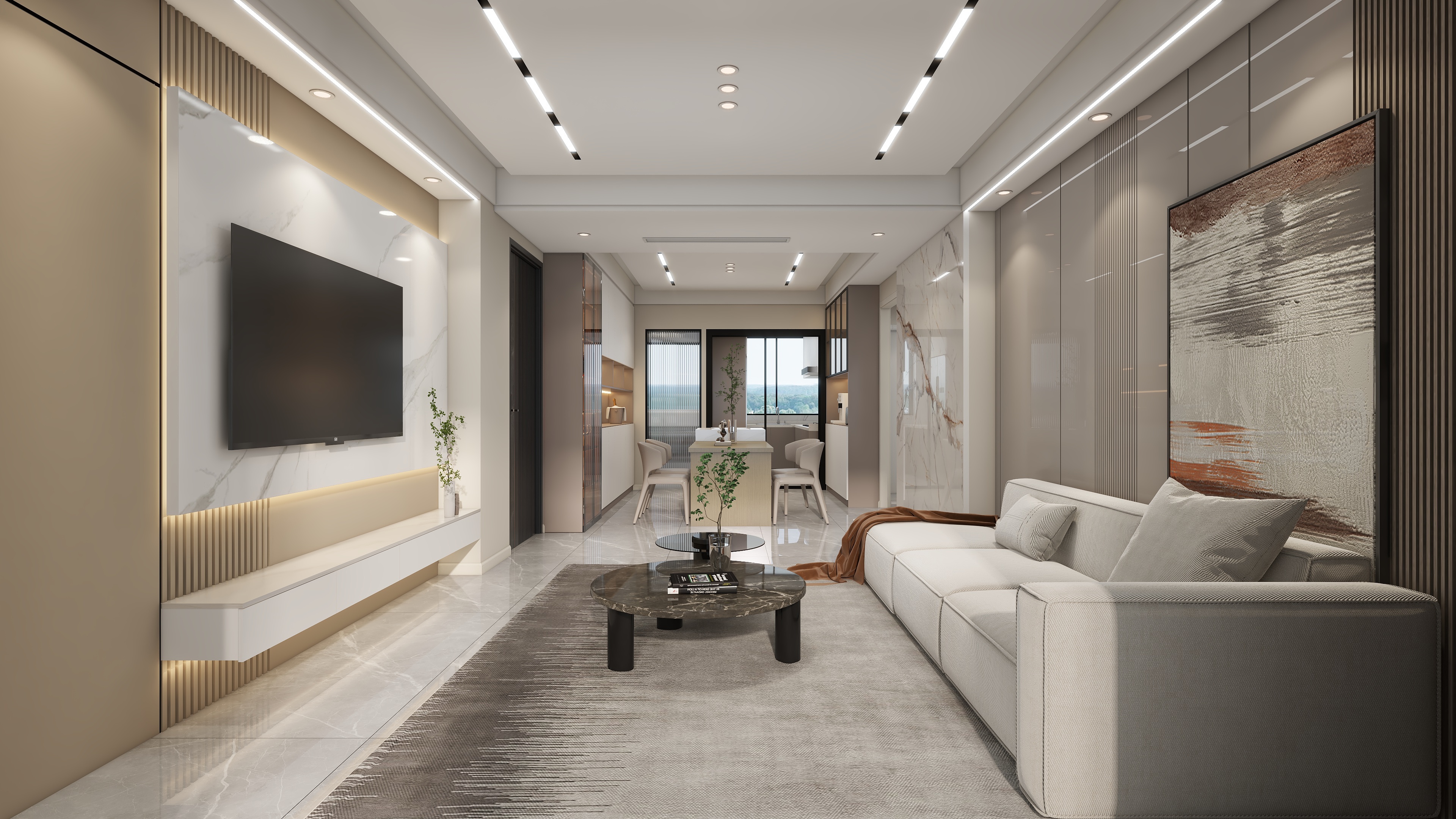 星空设计500一套-现代简约111㎡3室装修效果图