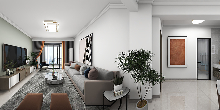 非鱼Designer-意禾天玺25#204室效果图一改（本图为01，需镜像为04-装修设计方案