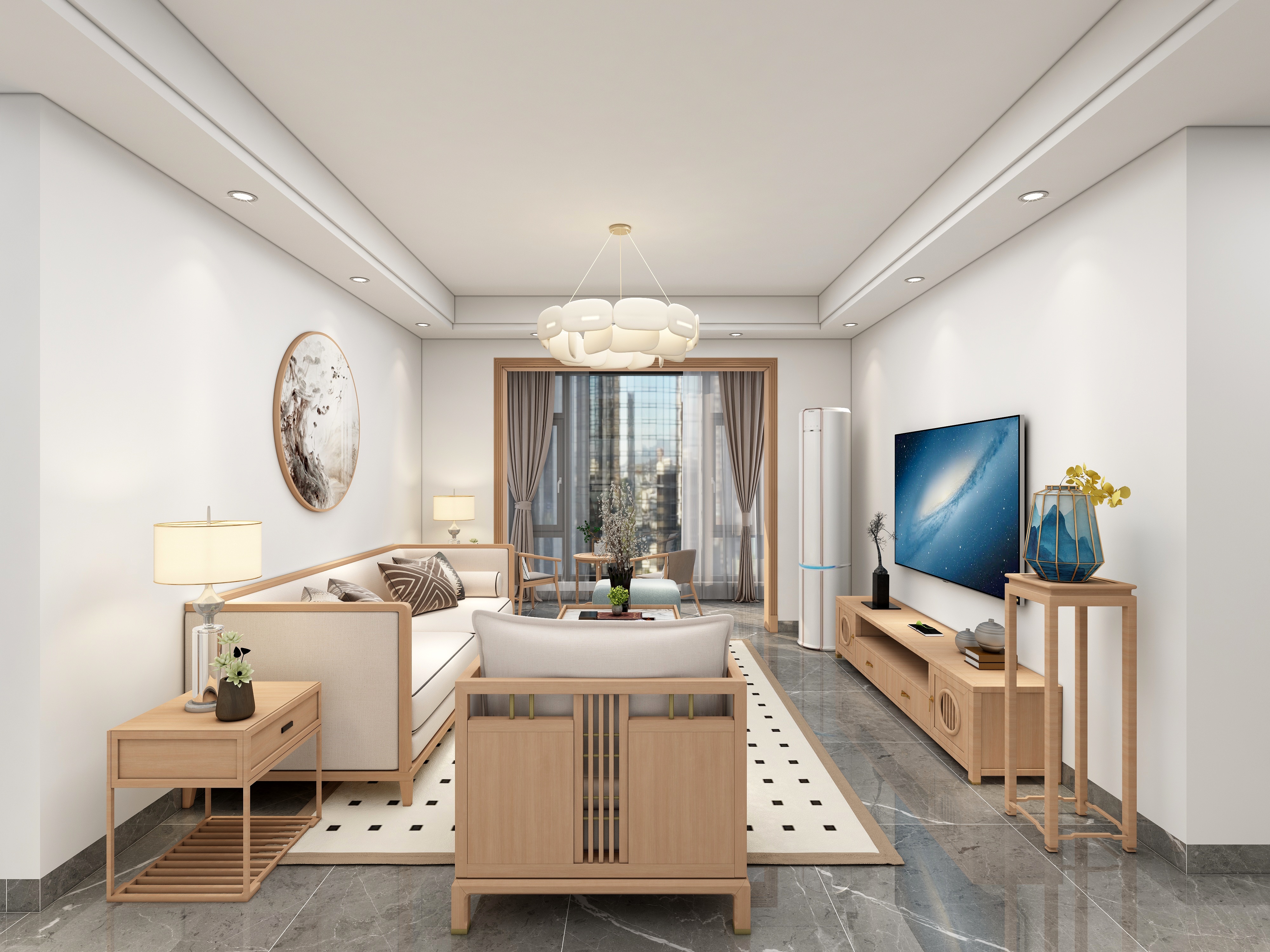 何宗建-《中骏世界城》112平简中式四居-装修设计方案