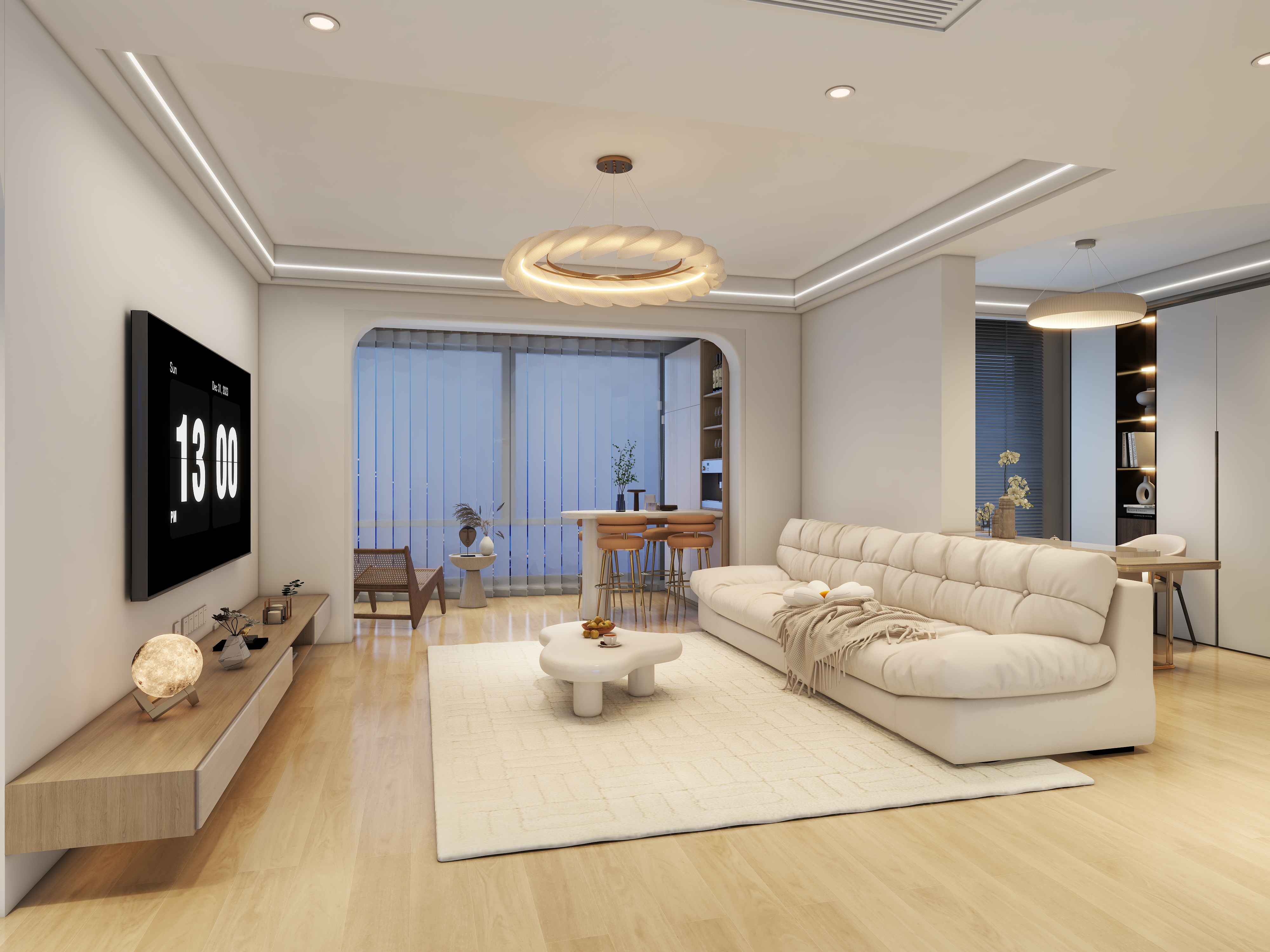 华百晟装饰-127㎡2室装修效果图