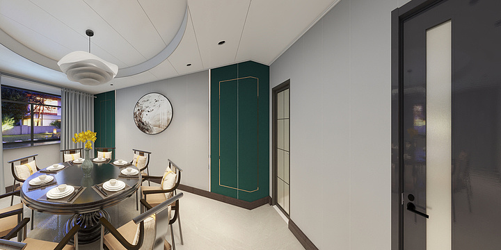 顶晟艺术吊顶木饰面背景墙-九号院林总店面-装修设计方案