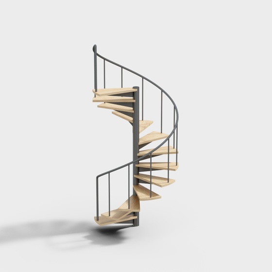 Black Modern Spiral Staircase 3D Model