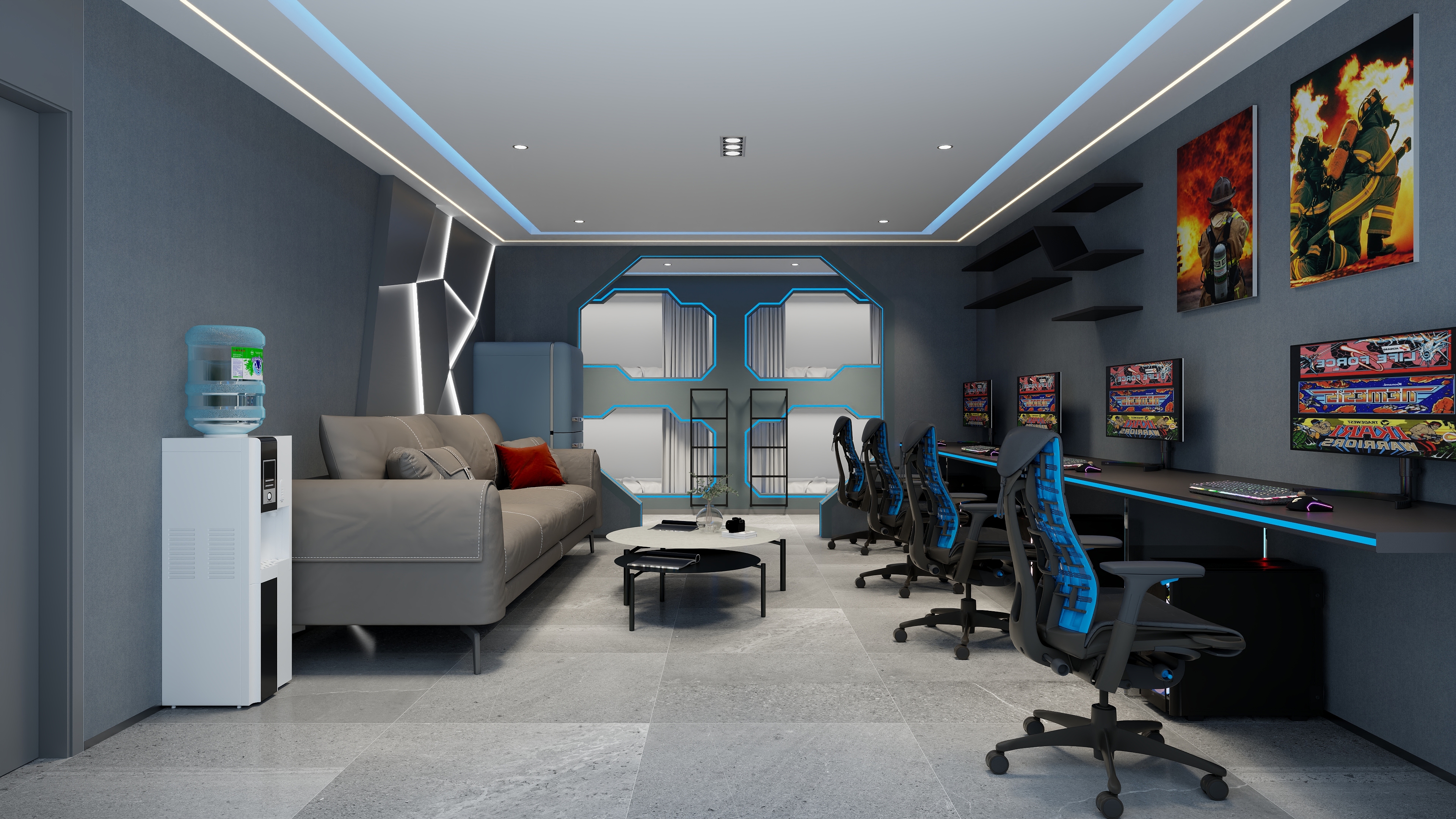 星空设计500一套-60㎡电竞酒店套房装修效果图