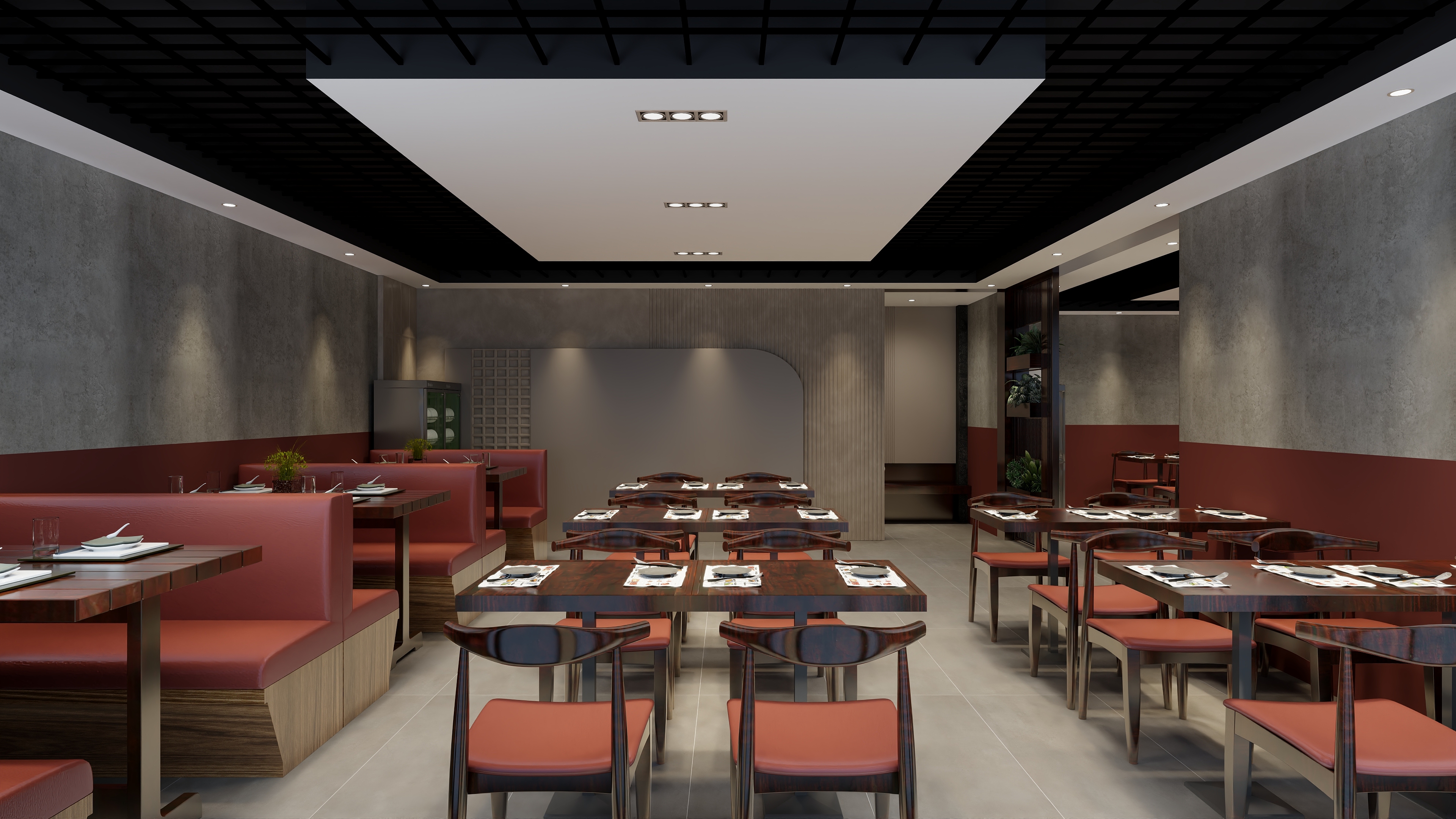 星空设计500一套-119㎡工业风烧烤店装修效果图