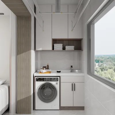Modern Utility Room with White and Gray Tone