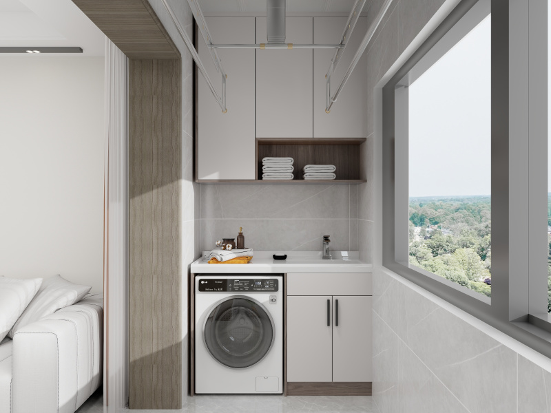 Modern Utility Room with White and Gray Tone