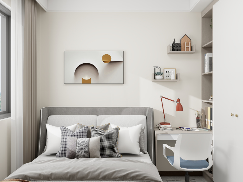 Modern Girls Bedroom with Grey & White