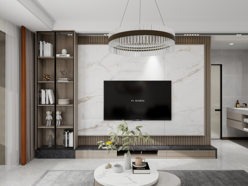 Modern White Wood Tone Living Room Elegance