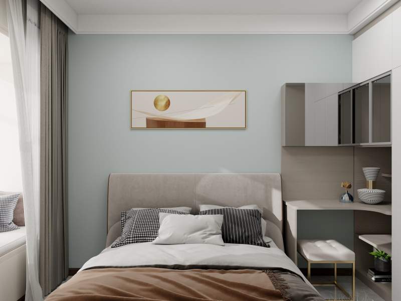 Modern Grayish Blue Bedroom Design
