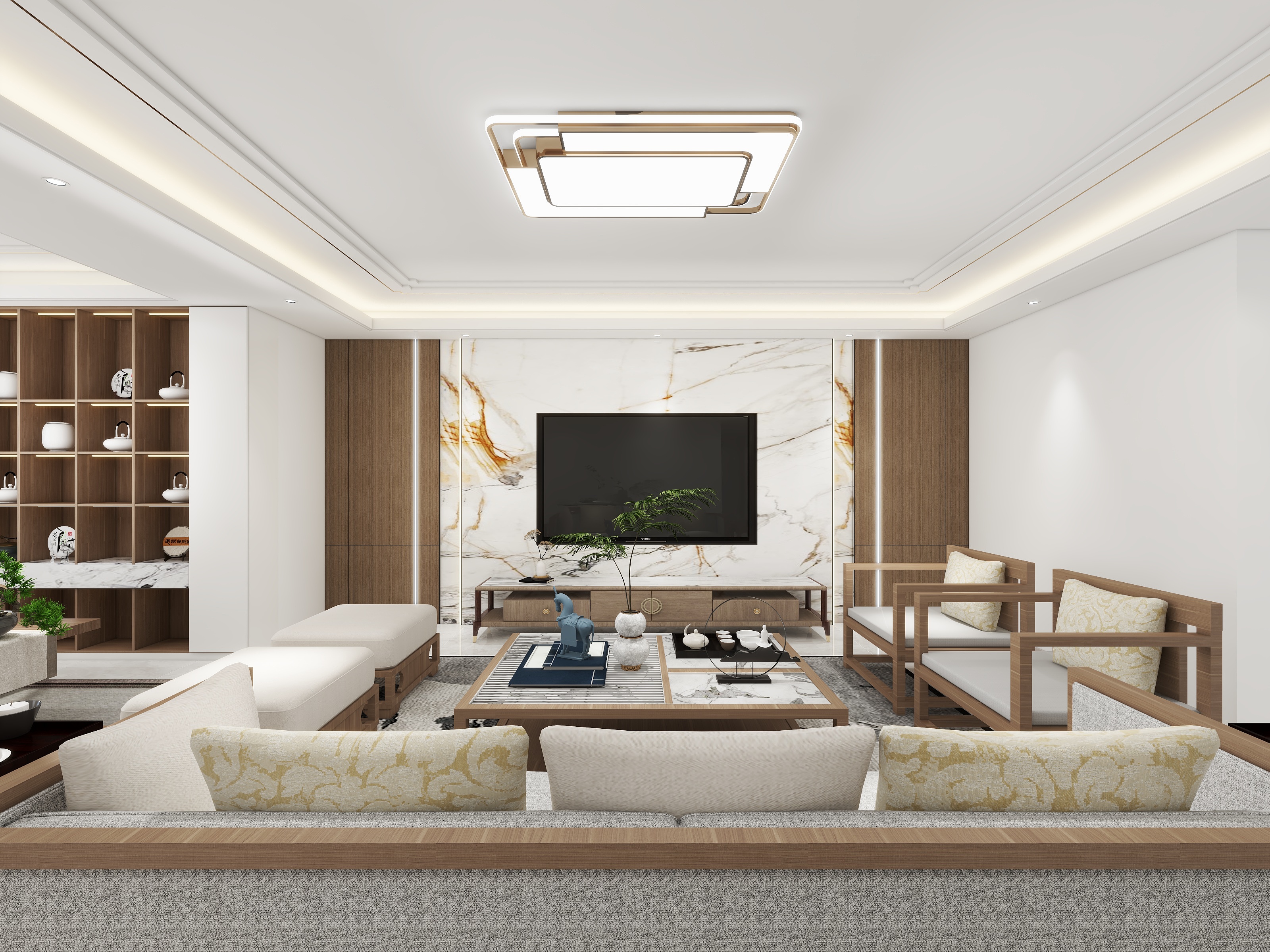 ZZZ张张自喜-时代山湖海客餐厅设计-新中式装修效果图