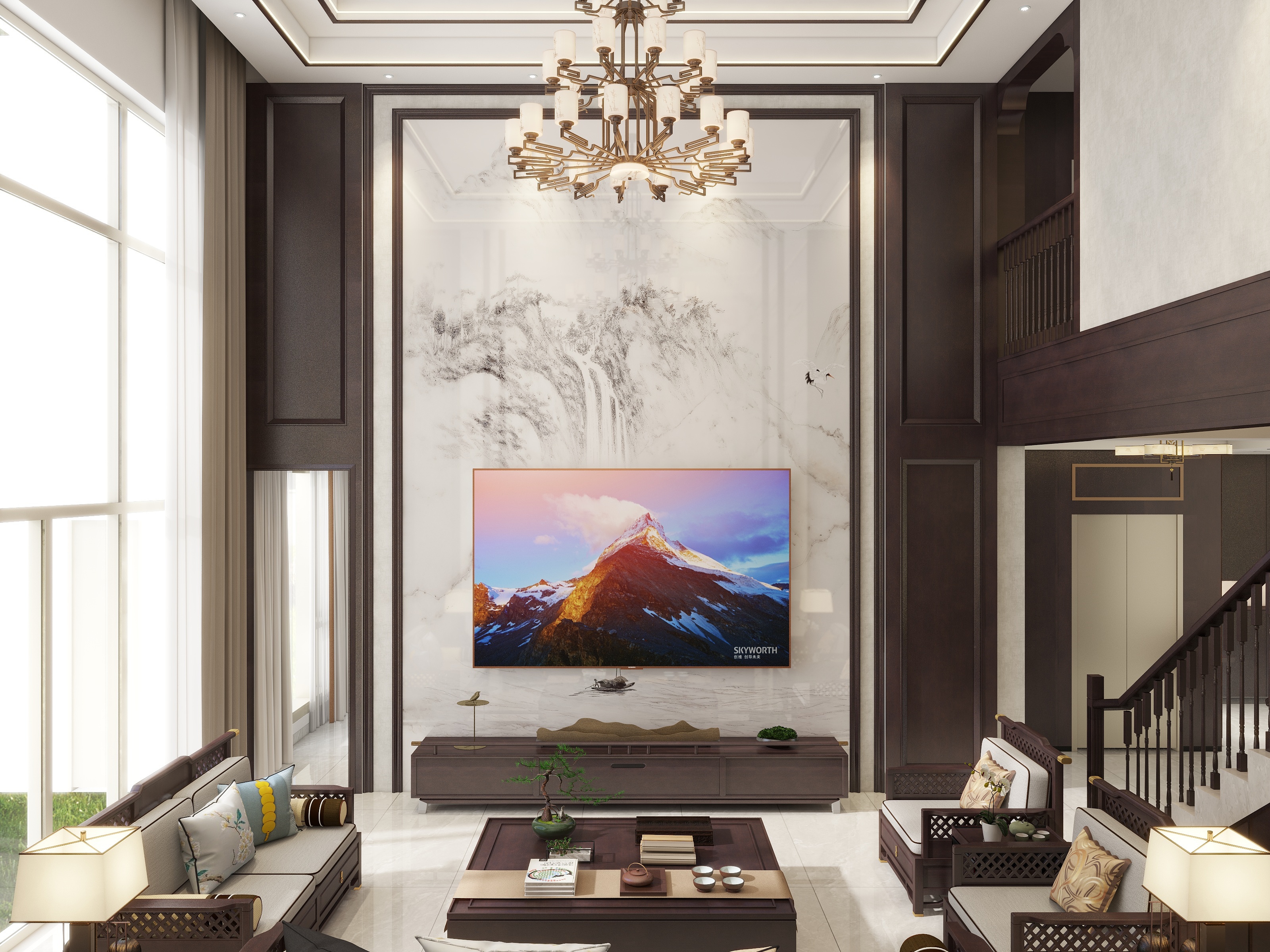 卓尚装饰设计-恒大别墅-新中式-装修设计方案