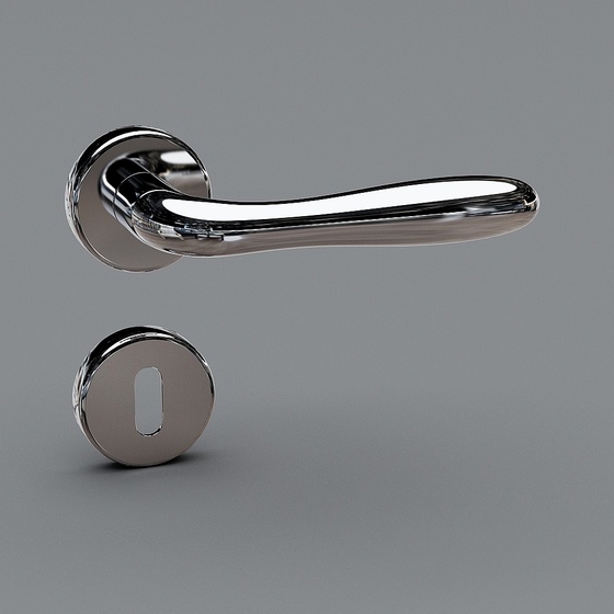 metal door handle hardware construction 3D model, metal door handle