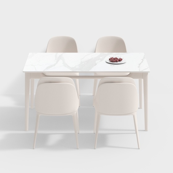 Modern cream style dining table and chair set