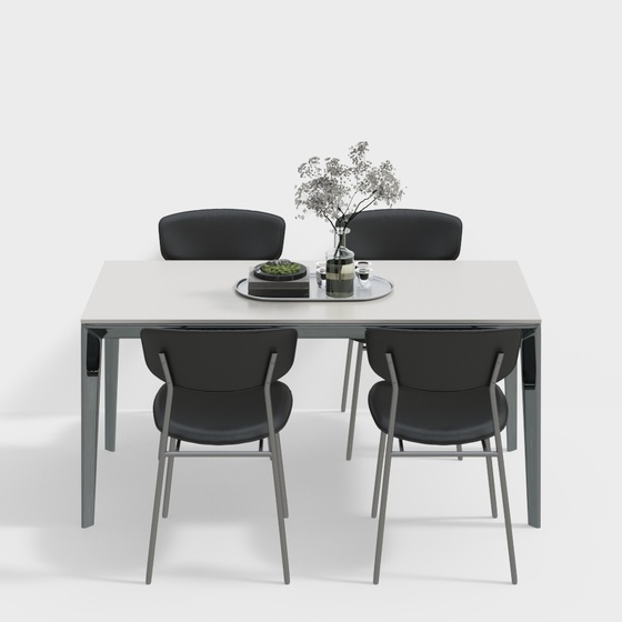 Modern Dining Table and Chair Set in Black