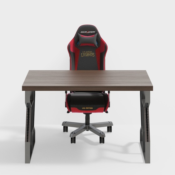 Internet Cafe E-Sports Tables and Chairs 3D Model in Brown