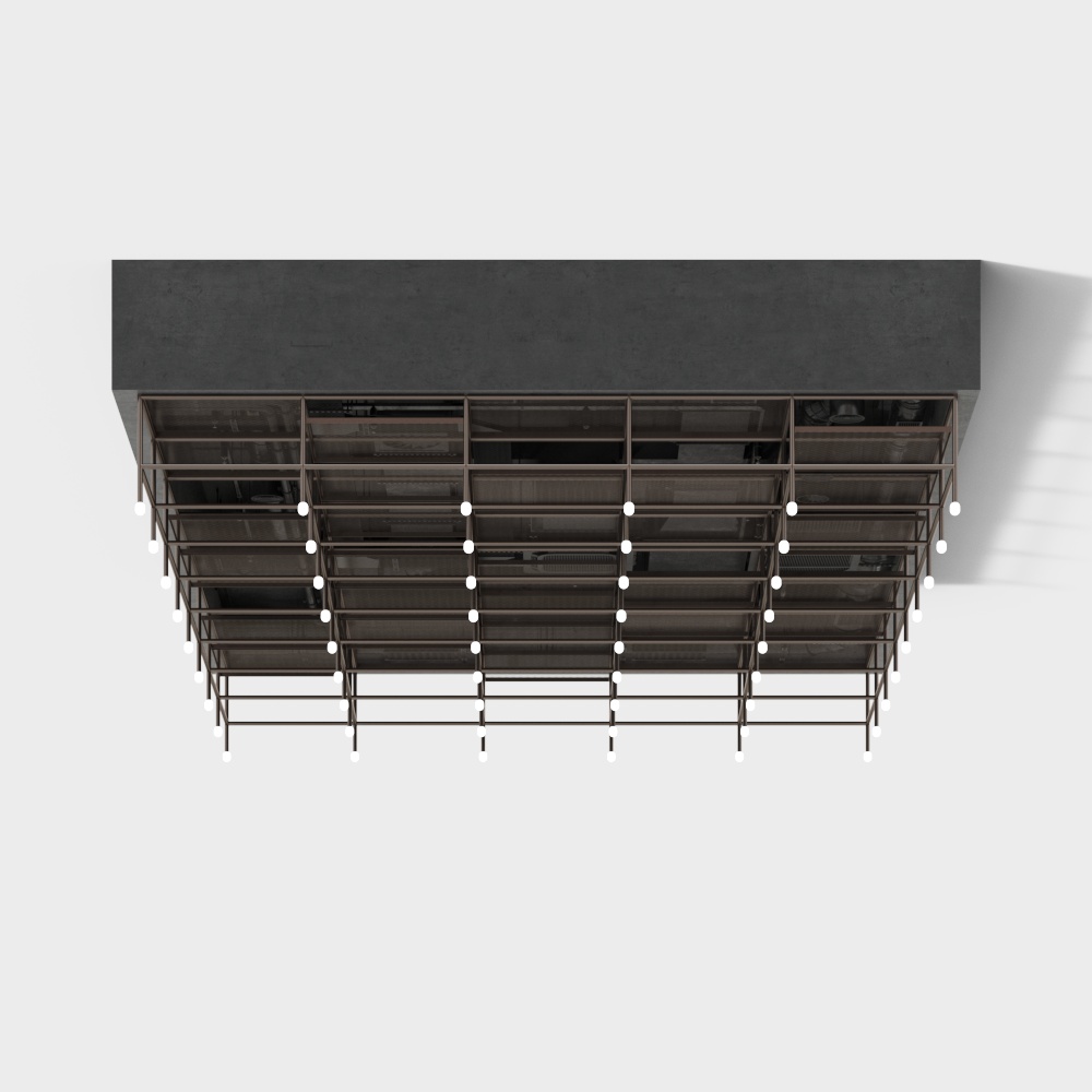 餐饮店格栅吊顶3D模型