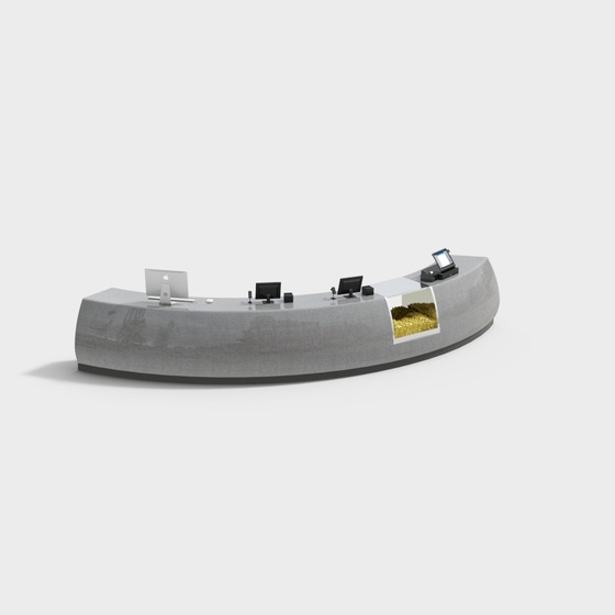 Cinema Front Desk 3D Model in Gray Finish