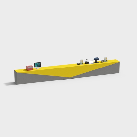 Stylish Gray and Yellow Cinema Front Desk 3D Model