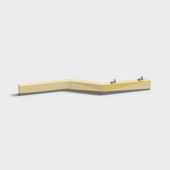 Cinema Front Desk 3D Model in Gray and Brown
