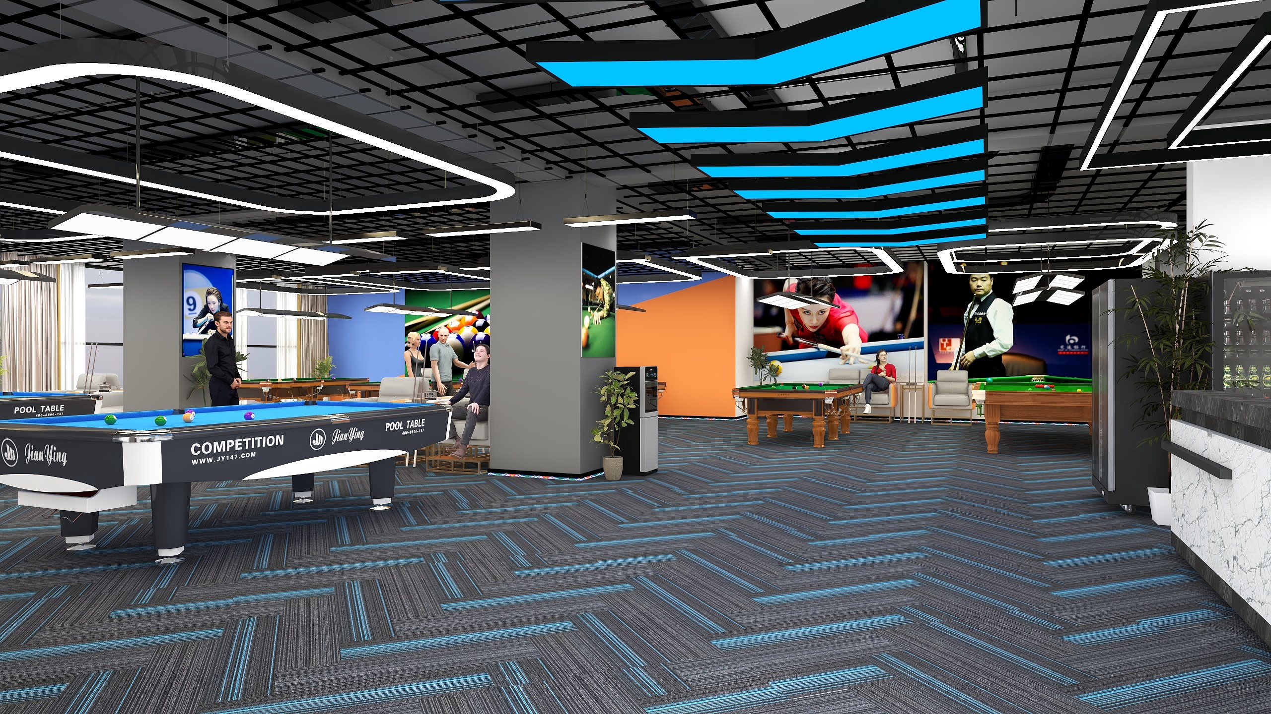 晓峰155a9923a8850-台球室凤冈有机食品城374m2-装修设计方案