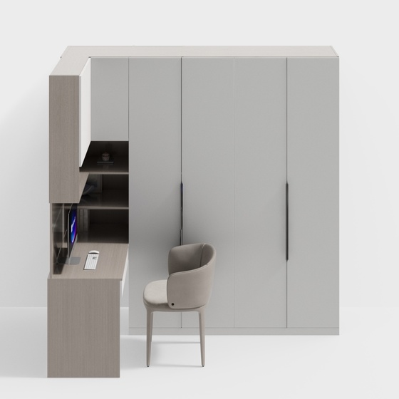 Modern wardrobe with corner desk