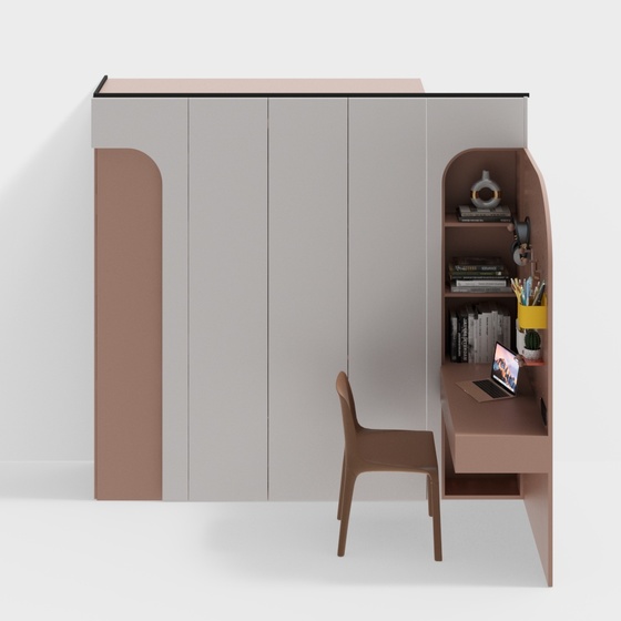 Modern wardrobe with corner desk