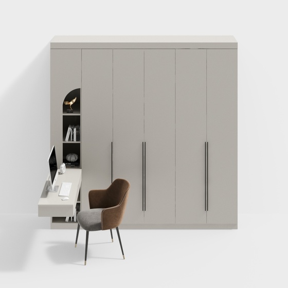 Modern wardrobe with corner desk