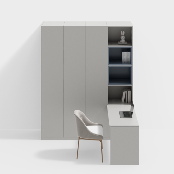 Modern wardrobe with corner desk