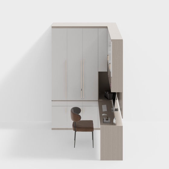 Modern wardrobe with corner desk