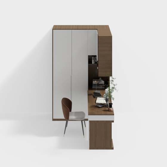 Modern wardrobe with corner desk