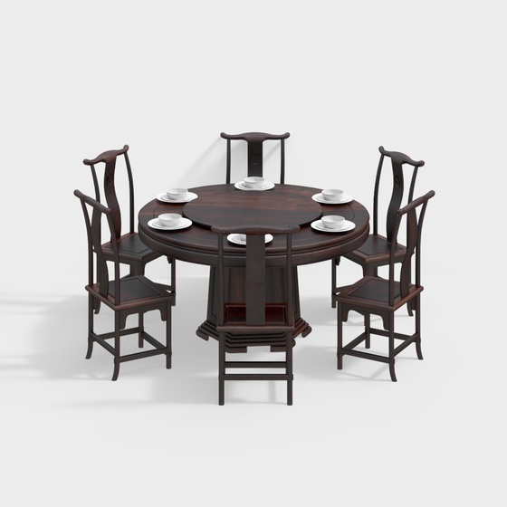 Chinese round dining table and chair combination