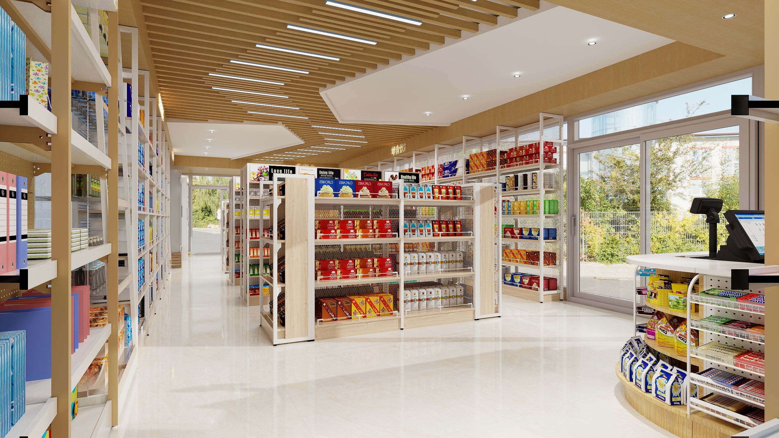 邹邹制图-80m²-文具超市（方案一）-装修设计方案