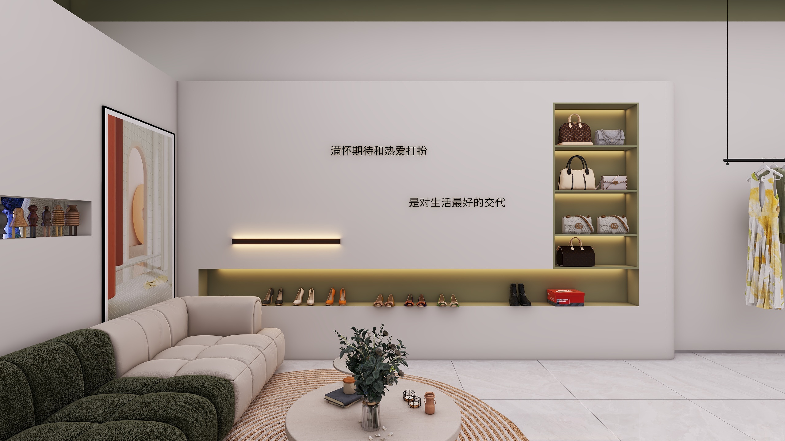 花海设计视觉表现-服装店装修效果图