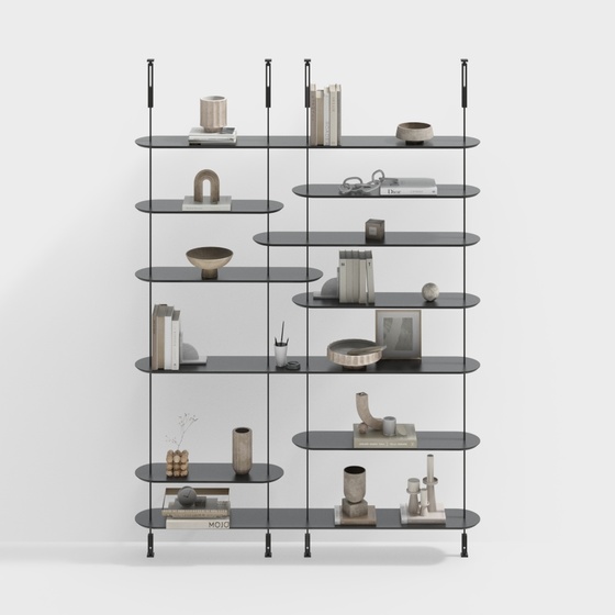 Cattelan Modern Minimalist Bookshelf 3D Model in Black Finish