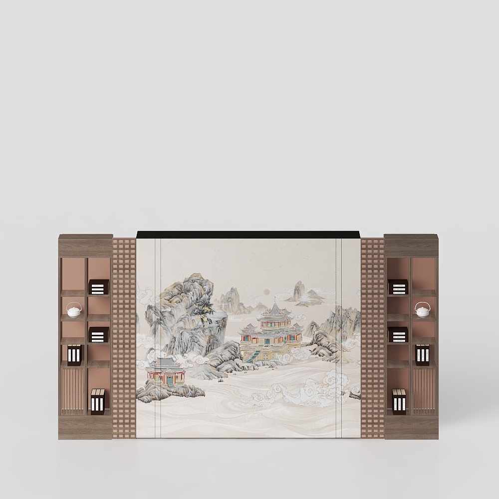 新中式茶室隔断柜