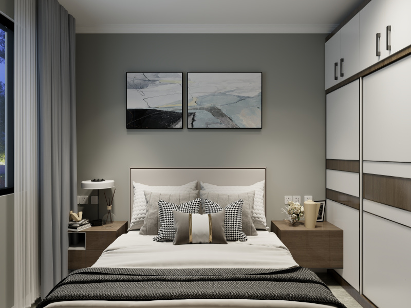 Modern Gray Bedroom with Elegant Design